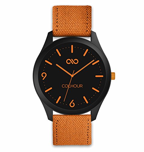 Colhour Watches - Reloj de Pulsera Unisex con Correa de Tela Tiger Orange '18 (Naranja, diseñado y Creado en ESPAÑA y Mecanismo japonés Miyota by Citizen