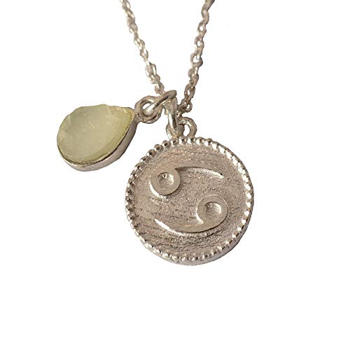 Collar de plata con una medalla del signo zodíacal Cáncer y una piedra lunar natural - Me and My Mood joyas