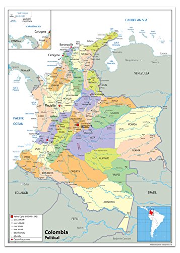 Colombia Mapa Político – Papel laminado [ga] A1