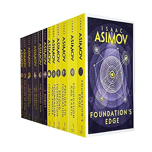 Conjunto de colección de 12 libros de la serie Isaac Asimov Foundation y Robot (Preludio de la Fundación, Tierra, Borde, Fundación, Segunda Fundación, Imperio, I Robot, Robots of Dawn, Sol desnudo, R