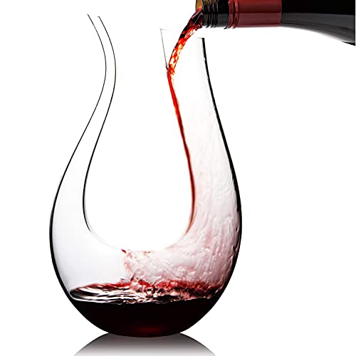 Cooko Decantador de Vino, Jarra de vino Soplada a Mano, Aireador de Vino sin Plomo, Regalo Clásico para Respirar Vino, Accesorios para Vino 1500 ml