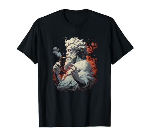 Cool Smoking Antiguo Dios Griego Rayo Zeus Sobre el Cielo Camiseta