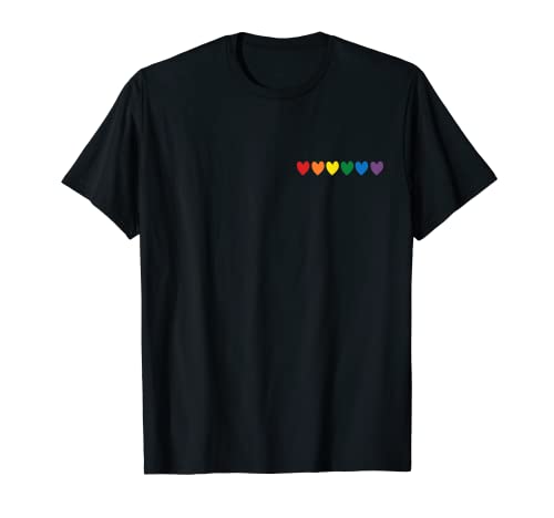 Corazón de arcoíris con bolsillo en forma de corazón, orgullo LGBT Camiseta