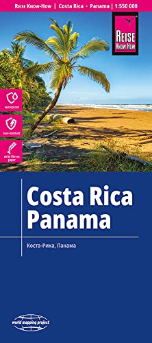 Costa Rica-Panama, mapa de carreteras impermeable. Escala 1:550.000. Reise Know-How.: Kartenbild 2seitig. Exakte Höhenlinien. Höhenschichten-Relief. ... Ortsindex (Costa Rica / Panama (1:550.000))