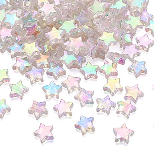 Craftdady 200 cuentas transparentes de acrílico con forma de estrella brillante, para manualidades, joyas, collares, manualidades