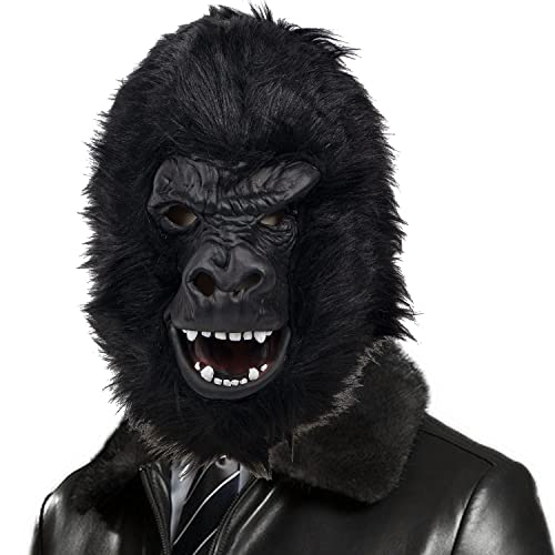 CreepyParty Máscara de gorila negra de chimpancé de animal salvaje de látex de cabeza completa, máscaras realistas para disfraz de Halloween, fiesta de carnaval, desfile