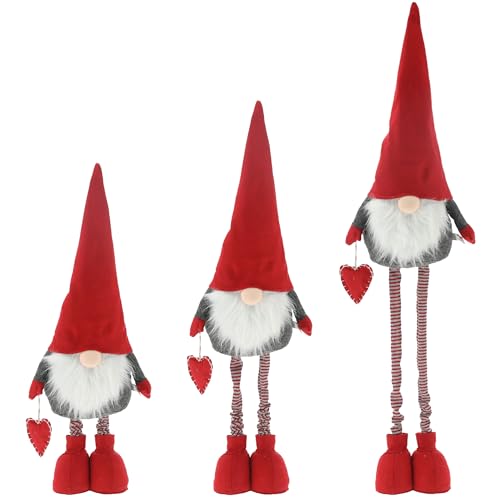 CREOLOGIC Figura de duende XXL de 130 cm, patas telescópicas, decoración navideña, duende nórdico, duende nórdico, figuras decorativas, duende de Navidad, marido, gnomo de Navidad, gnomo rojo