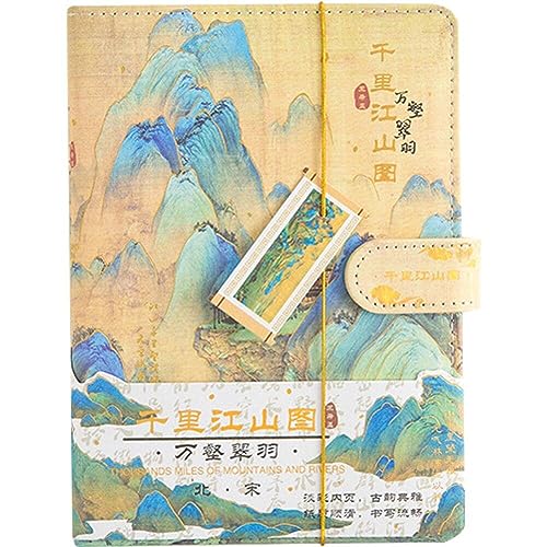 Cuaderno con hebilla magnética de cuero Pu, pintura de paisaje chino, ilustración de página a Color, diario para escribir notas y tomar notas