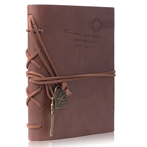 Cuaderno de Cuero – Meersee Cuaderno de Notas Vintage Cuadernos Bonitos de Viaje con Marcador