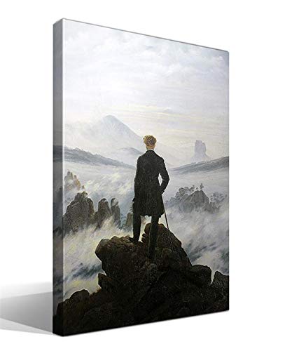 cuadrosfamosos.es Cuadro wallart - El vagabundo sobre las nieblas de Caspar David Friedrich - Impresión sobre Lienzo de Algodón 100% - Bastidor de Madera 3x3cm - Ancho: 55cm - Alto: 40cm