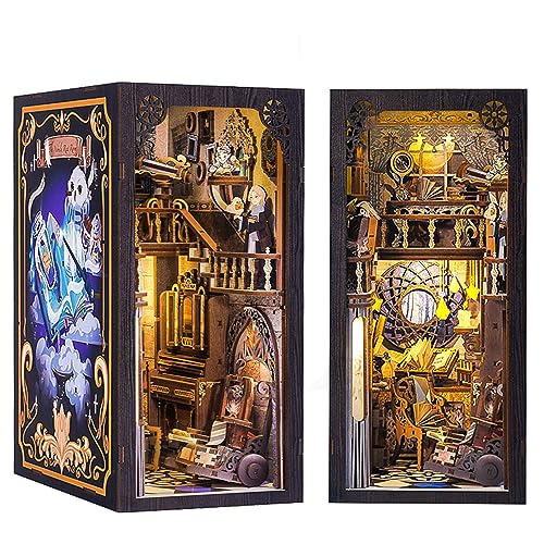Cutefun Book Nook Kit - Casa de Muñecas - DIY Miniatura de Madera Kits con Muebles y Luces LED y Placas Antipolvo enchufables, The Nebula Rest Room(RK02B)