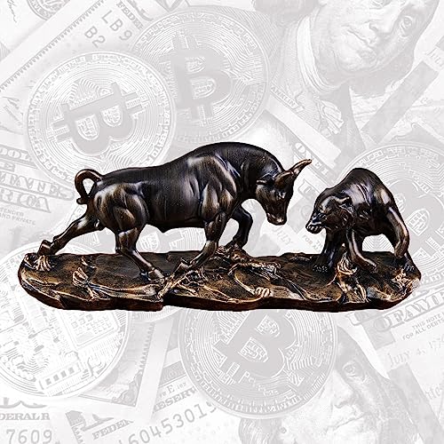 Cutfouwe Figuras de toro y oso – Estatua de resina Wall Street Bull Bear para escritorios, estantes o vitrinas. Con figuras de toro y oso son una gran idea de regalo en la oficina
