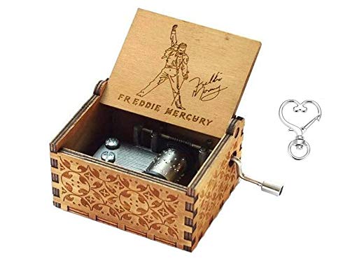 Cuzit Greatest Hits Queen Freddie Mercury Caja de música tallada antigua manivela de madera caja musical de juguete