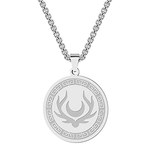 cxwind Collar con amuleto de símbolo de Artemisa, joyería de amuleto de Artemisa, símbolo de luna, colgante de diosa de la caza, mitología griega Juego de Tronos, Acero inoxidable