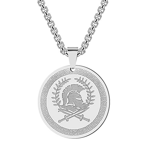 cxwind Collar con colgante de símbolo del dios griego de la guerra – Ares para mujeres y hombres, amuleto conmemorativo de la guerra griega, Acero inoxidable