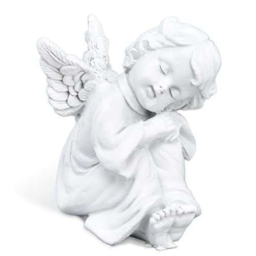 Cyrank Estatua de Querubín, Resina Blanca Estatua de Ángel de Oración, Figuras Decorativas de ángel, Figuritas de Bebé Blancas de Estilo Encantador para La Decoración de La Mesa del Hogar(#1)