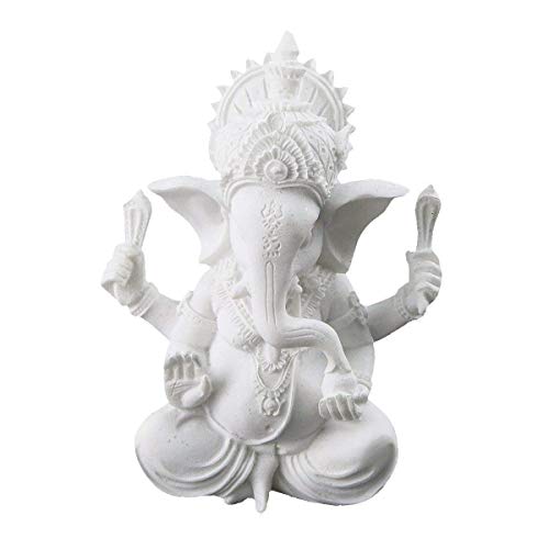 Dawa Estatua de elefante Ganesha blanca de piedra arenisca hecha a mano escultura Buda estatuilla decoración para la decoración del hogar manualidades regalos