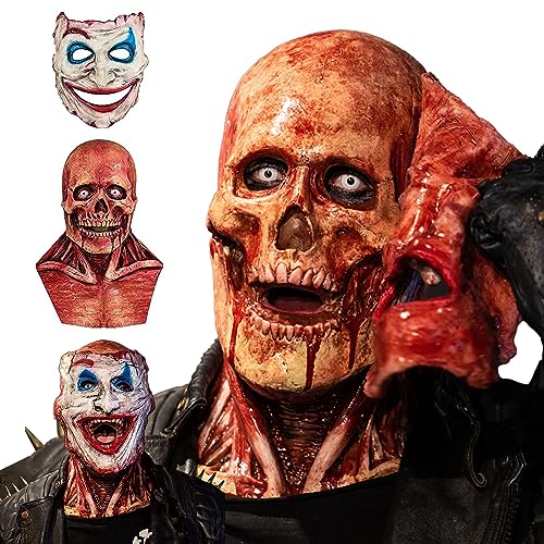 DAZZTIME Máscara de Halloween de Terror,Máscara de Calavera de Halloween con Mandíbula Móvil,Máscara de Miedo de Sangre de Látex Realista,para fiesta de Halloween de carnaval