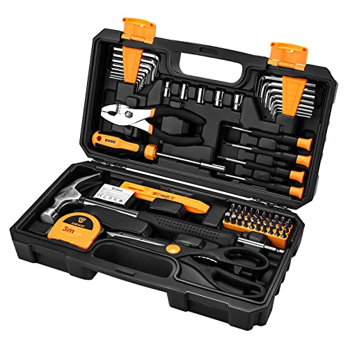 DEKO TZ62 Juego de herramientas de piezas Juego de herramientas manuales generales para el hogar con estuche de almacenamiento de caja de herramientas de plástico