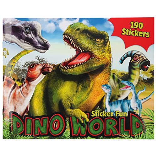 Depesche- Libro para Colorear Stickerfun, Dino World, con Hojas de Pegatinas, Aprox. 30 x 24 x 0,5 cm, Color 0, única (11160)