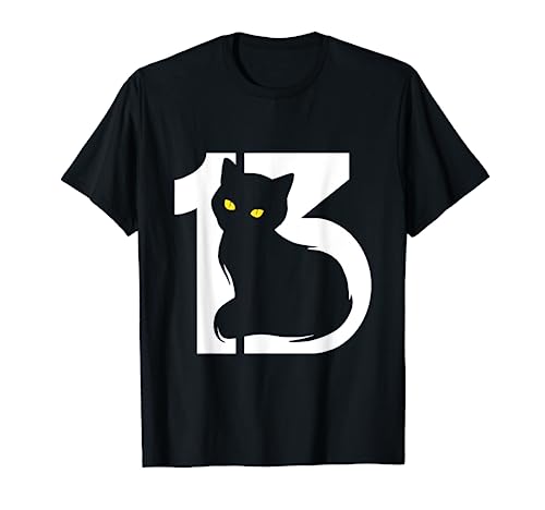 Desafortunado número 13 silueta de gato Camiseta