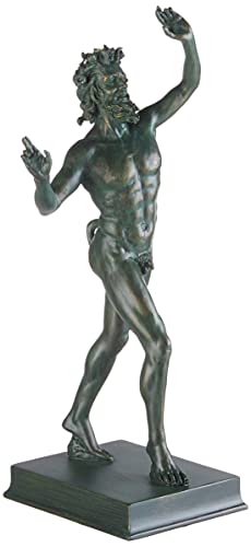 Design Toscano Faunus bailarín de Pompeii Bacchus Estatua de Dios Romano, Resina, Verdigris, L