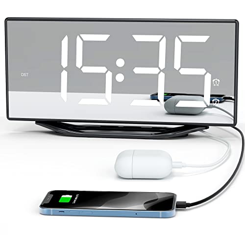 Despertador Fuerte para durmientes Pesados, Doble Despertador Digital de 22cm, LED, Reloj Despertador para niños, Adolescentes, Despertador, sin Tic-TAC, con 7 Volumen y regulador de Intensidad