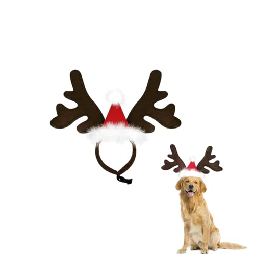 Diadema Navideña para Mascotas,Diadema Perro Reno Ajustable Collares para Perros Accesorios,Ropa de Perros de Navidad Gorro de Papá Noel para Perros y Gatos de Navidad