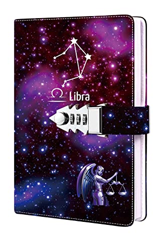 Diarios para escribir mujeres con cierre, diario mujeres, hombres, niñas, niños, adolescentes, cuadernos de contraseña recargables, constelación personal cielo estrellado A5 (8.5 x 5.9 pulgadas)