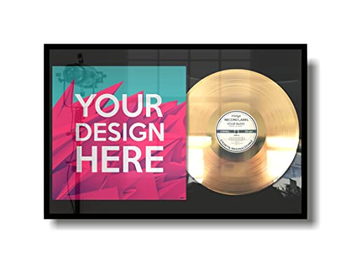 Disco de Oro o Platino Enmarcado y Personalizable - Premio al Logro de una Vida - Idea de Regalo para Cantantes, músicos, Artistas, DJ y fanáticos (Horizontal)