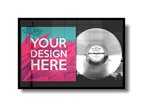Disco de plato personalizable enmarcado con álbum de fotos. Idea de regalo para músicos, cantantes, DJ, fabricantes y fans (platino)