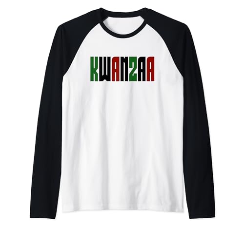 Diseño temático Kwanzaa rojo, verde y negro Camiseta Manga Raglan