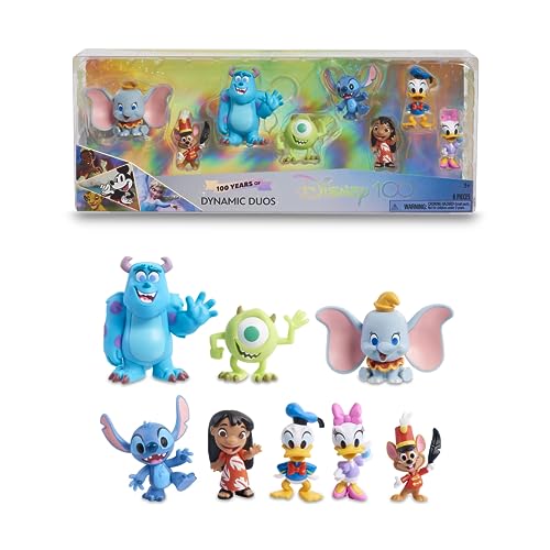 Disney 100 - Pack Dynamic Duos, Juguete Coleccionable con Personajes de Disney, Incluye 8 Figuras Diferentes, Licencia 100% Oficial de Producto, 12 para coleccionar, 3 años, Famosa (DED16300)