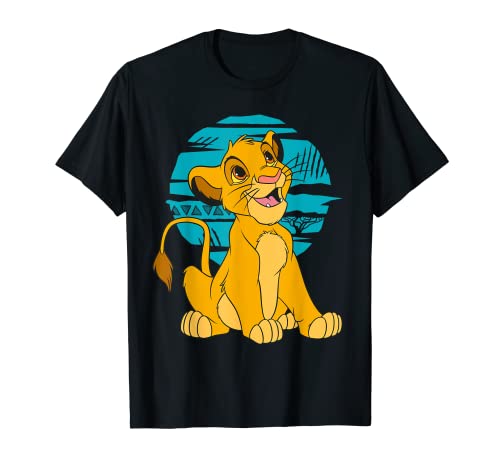 Disney El Rey León con Estampado Retro de Simba Joven Feliz Camiseta