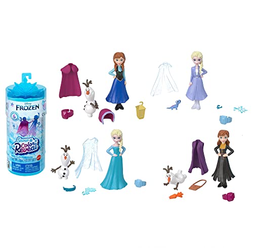 Disney Frozen Minis Snow Color Reveal Muñeca princesa surtida que revela su color con agua con accesorios sorpresa, juguete +3 años (Mattel HMB83)