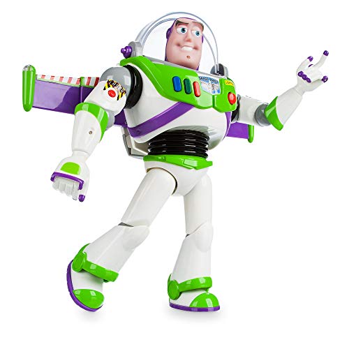 Disney Store: Buzz Lightyear, Figura de acción interactiva de Toy Story con Voz, 30 cm, más de 10 Frases en inglés, interactúa con Otros Juguetes, Luces láser, para Mayores de 3 años