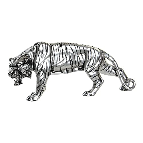 DKD Home Decor Figura Decorativa de la Marca Tigre Plateado Resina (31 x 7.5 x 13.5 cm) (Referencia: S3019644)
