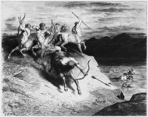 DOeraa Impresiones de Lienzo Arte Arte de la Pared Poster Pintura al óleo Ilustración de centauros de Gustave Dore para decoración de pared 60x90cm