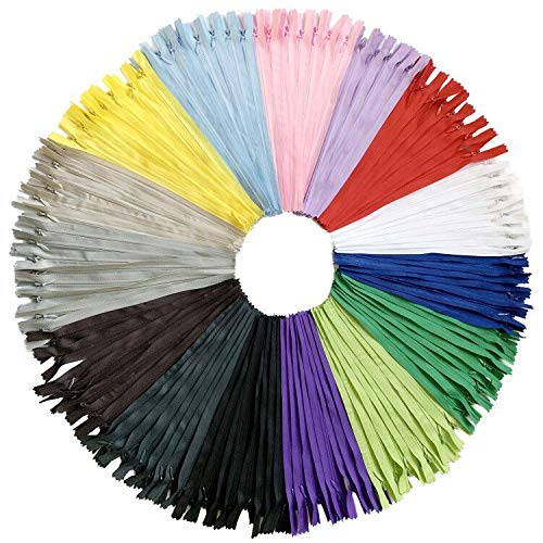DOITEM 75pcs 40cm / 15 pulgadas invisible multicolor Nylon bobinas cremalleras para costura y manualidades 15 colores