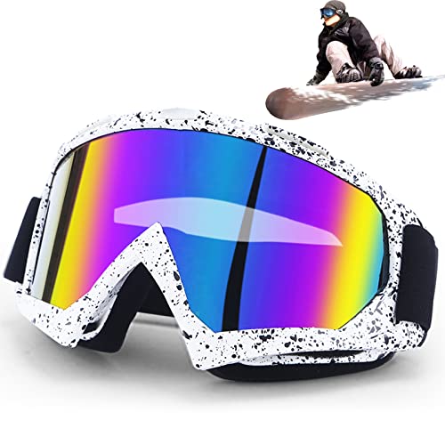 DONGZQAN Gafas Snowboard Espejo, Gafas Esqui Mujer&Hombre, Gafas de Protección Uv Antivaho Rellenas de Espuma para Deportes Al Aire Libre (Coloridas)