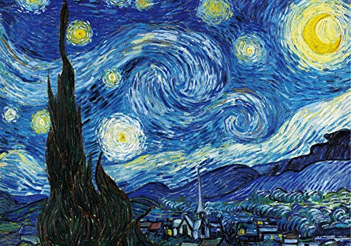 DOUBLETOP Van Gogh Pintura al óleo El Cielo Estrellado Noche 2000 piezas de cartón para adultos rompecabezas cerebro Teaser Teaser decoración del hogar marco colgante fragmento cumpleaños regalos