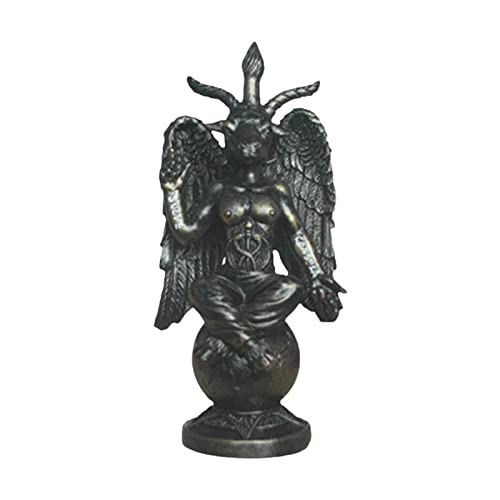 duhe189014 Estatua de cabra de Satanás Baphomet – Figura de resina satánica, escultura de cabra sabática satánica, estatua de decoración del hogar, adornos religiosos