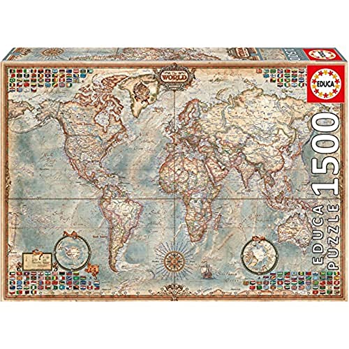 Educa - Puzzle de 1500 Piezas para Adultos | El Mundo, Mapa político geografía. Incluye Pegamento Fix Puzzle. A Partir de 14 años (16005)