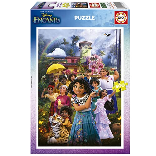Educa - Puzzle de 500 Piezas para Adultos | Disney Encanto. Incluye Pegamento Fix Puzzle. Medida una Vez montado: 34 x 48 cm. A Partir de 11 años (19572)