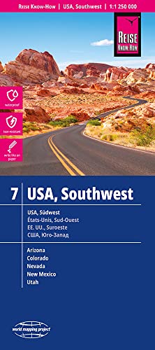 EE.U.U./USA Suroeste. Arizona, Colorado, Nevada, Nuevo México, Utah.: reiß- und wasserfest (world mapping project): 7 (USA 7 Southwest (1:1.250.000): Arizona, Colorado, Nevada, Utah, New Mexico)