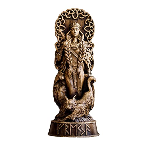 EHOTER Estatua de resina de Dios nórdico, panteones escandinavos, figura de dioses nórdicos, artesanía, mitología vikinga, hogar, gabinete de vino, cuenco, estantería, escultura oramento (Freya)