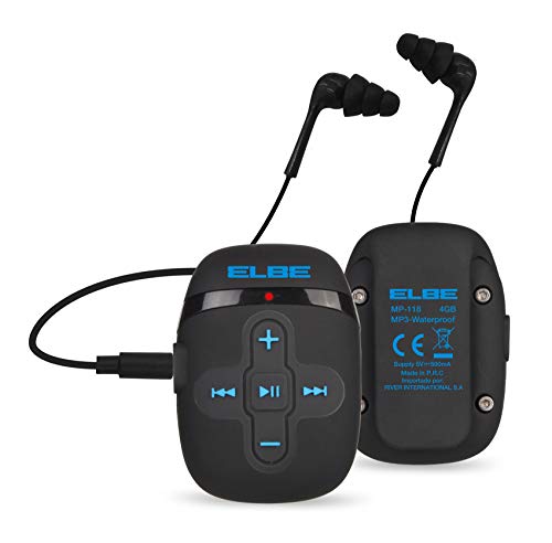 Elbe MP-118 - Reproductor MP3 4 GB Resistente al Agua, Color Negro