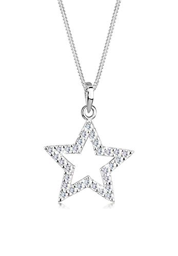 Elli Collares Mujeres Colgante de Estrella Astro con Cristales en Plata de Ley 925
