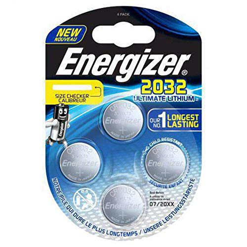 Energizer - Ultimate Lithium, Pack de 4 Pilas CR 2032, Litio de Larga duración para Necesidades específicas, sin Mercurio añadido y 20 años Vida útil