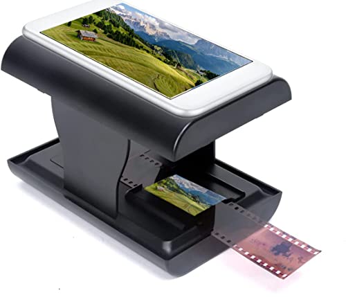 Escáner de Negativos y Diapositivas, 1.4in x 5.3in Digitalizador de Diaposistivas y Escaner de Fotos, Mobile Film Scanner con Luz LED, Aplicación de Edición de Escaneo Gratuita